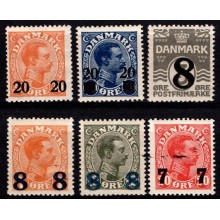 Lot med 6 forskellige provisorier fra Danmark. Postfriske.